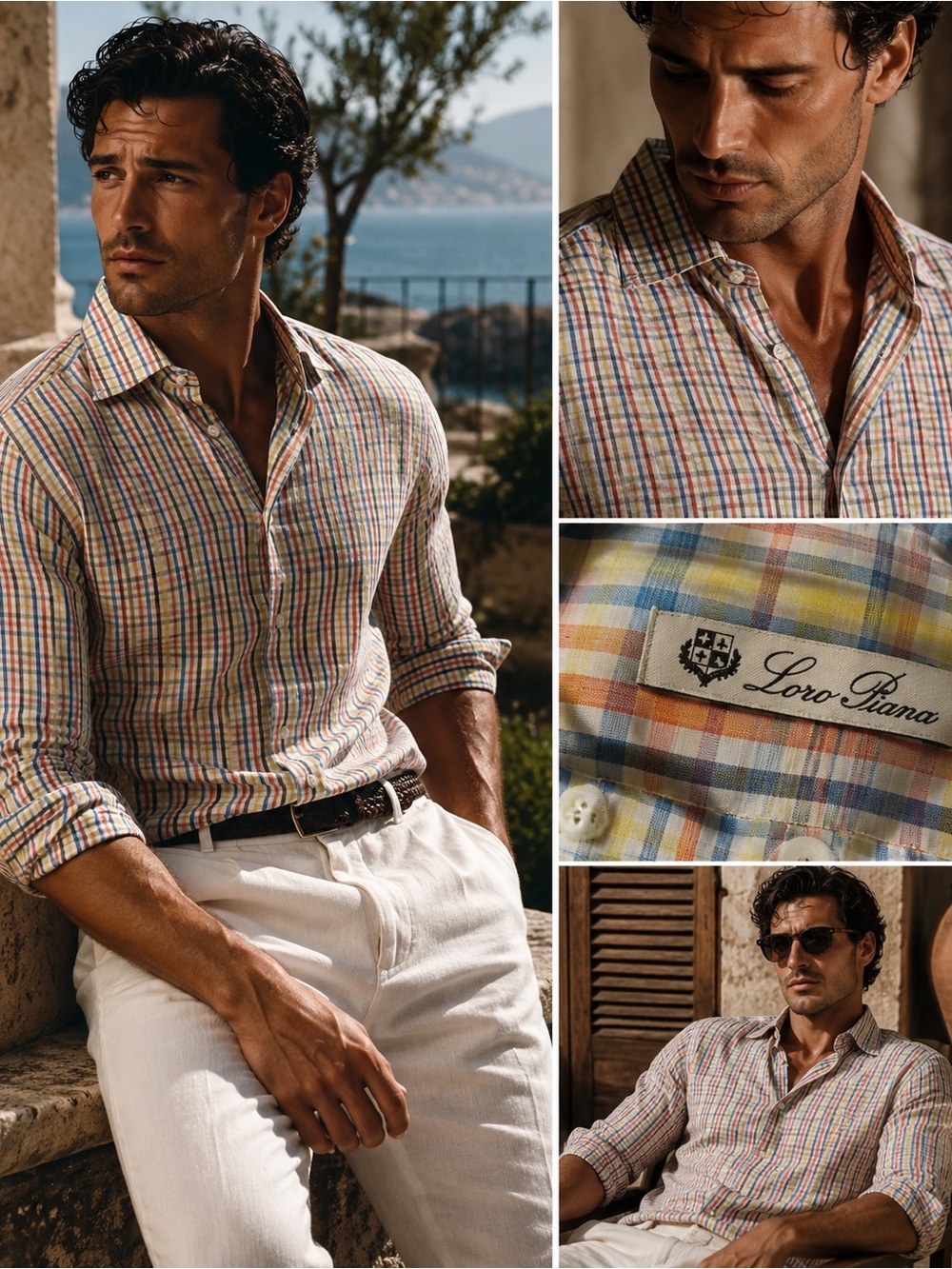 Loro Piana Made in Italy 100% Cotton Plaid Button Front Shirt Men’s M